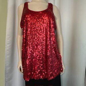 Apostrophe Sequin Halter Top Red Size XL